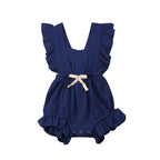 Pudcoco US Stock New Newborn Baby Girl Ruffle Solid Color Romper