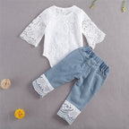 lioraitiin New 0-24M Baby Girls Long Sleeve Lace Romper Suit Triangle
