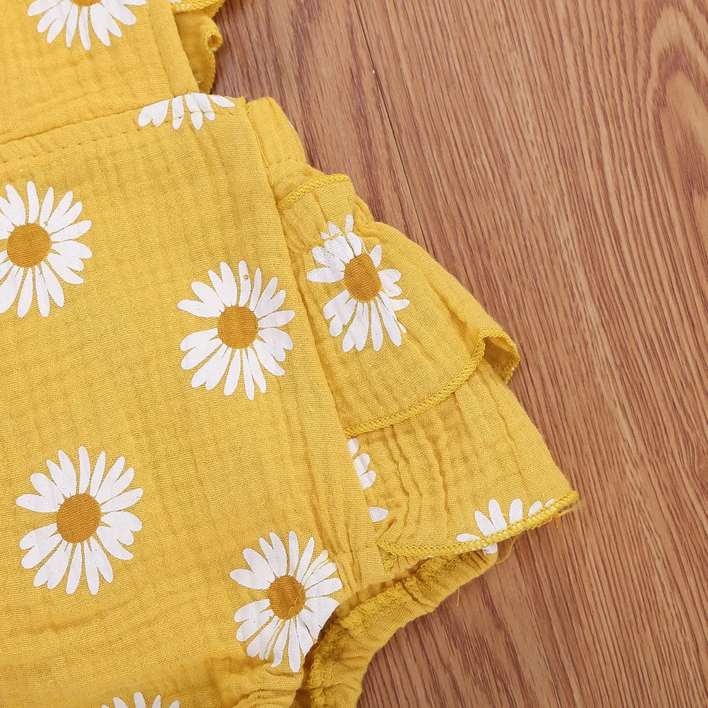 lioraitiin 0-24M 2Pcs Newborn Baby Girl Daisy Printed Romper Off