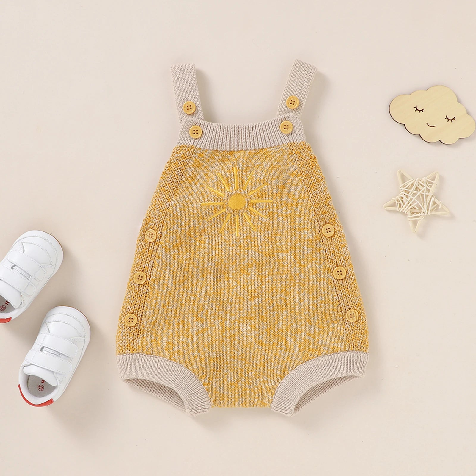 Lioraitiin 0-18M Newborn Baby Boy Girl Bodysuit Sleeveless Knitting