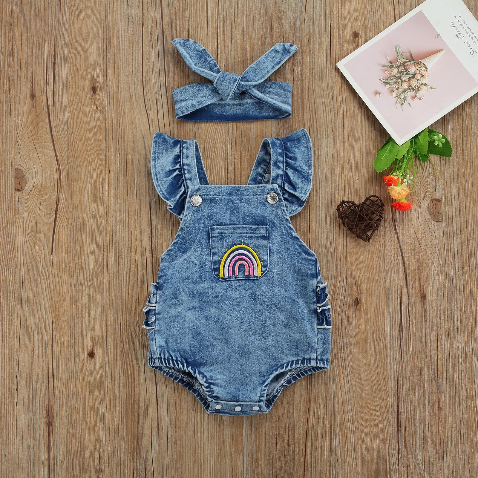 0-18M Infant Baby Girls Outfit Creative Rainbow Fly Sleeve Lace