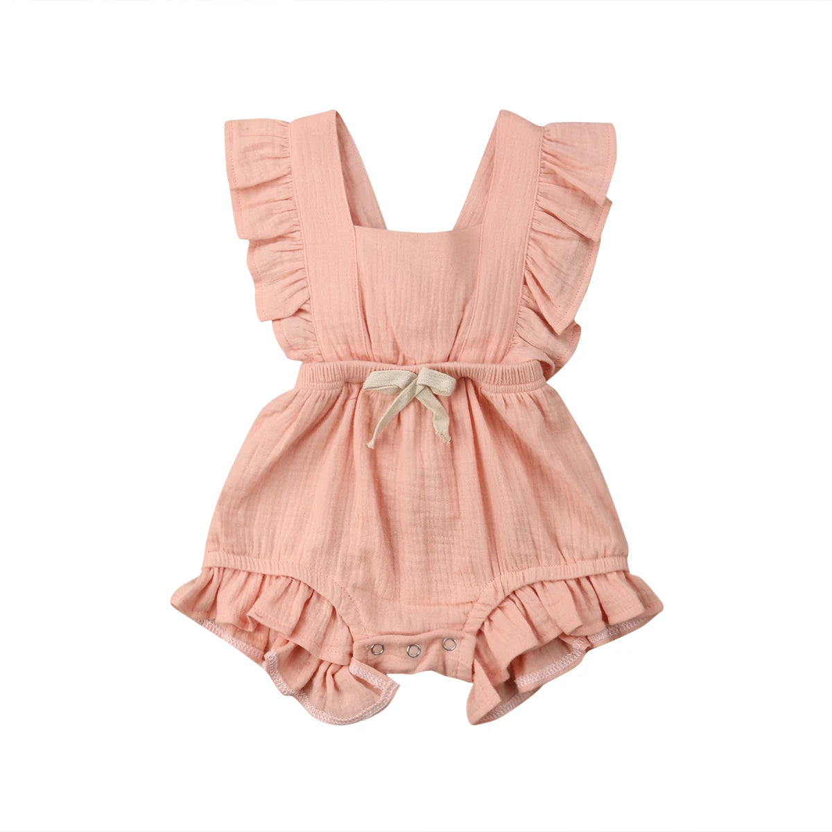 Pudcoco US Stock New Newborn Baby Girl Ruffle Solid Color Romper