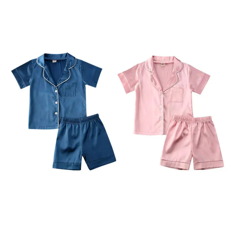 Pudcoco US Stock 1-6T Kids Baby Boys Girls Silk Pajamas Sleepwear