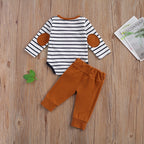 lioraitiin 2 Pcs Baby Boy Girl Suit Round Neck Long Sleeve Stripe