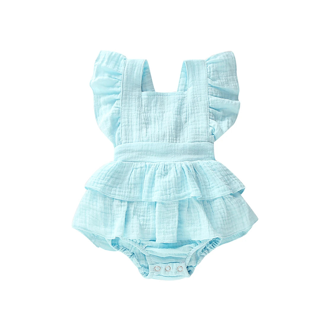 Lioraitiin Hot Baby Newborn Baby Girl Ruffle Hem Cotton Solid Color