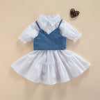 Lioraitiin 1-6Years Toddler Baby Girl Short Sleeve Dress Denim Vest