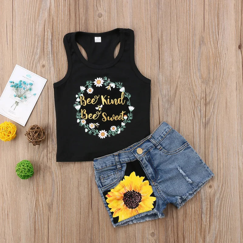 Fast Shipping New Fashion Kids Baby Girl T-shirt O-Neck Sleeveless