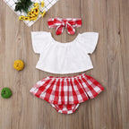 Lioraitiin 3Pcs Set 0-24M Newborn Baby Girl Cute Off Shoulder Lace