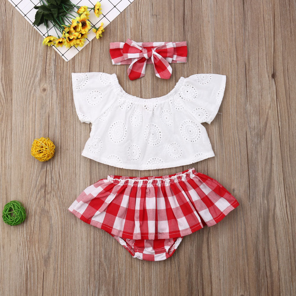 Lioraitiin 3Pcs Set 0-24M Newborn Baby Girl Cute Off Shoulder Lace