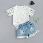 lioraitiin New 0-24M Baby Girls Long Sleeve Lace Romper Suit Triangle