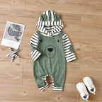Lioraitiin 0-24M Baby Boy Girl Cartoon Rompers Dots Stripe Hooded