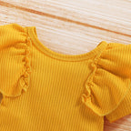 Lioraitiin 0-24M Newborn Infant Baby Girl Set Short Sleeve Yellow