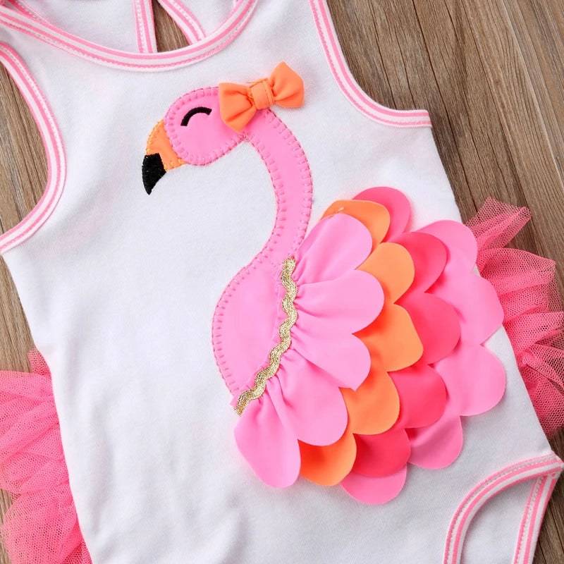 Pudcoco US Stock Newborn Baby Girl Romper Flamingo Flower Bow Romper