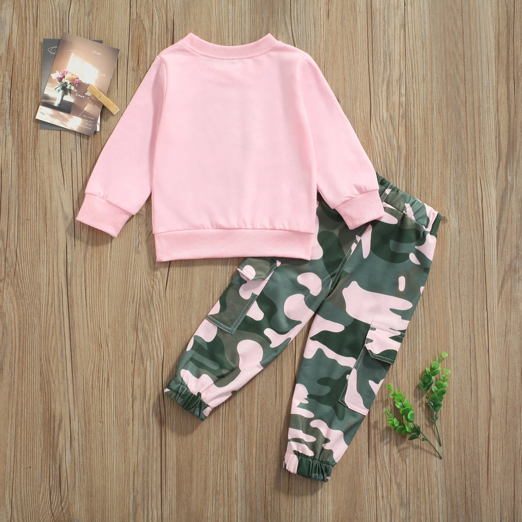 Lioraitiin 1-6Year Toddler Baby Girl 2 Pcs Outfits Letter Print Long
