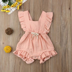 Pudcoco US Stock New Newborn Baby Girl Ruffle Solid Color Romper
