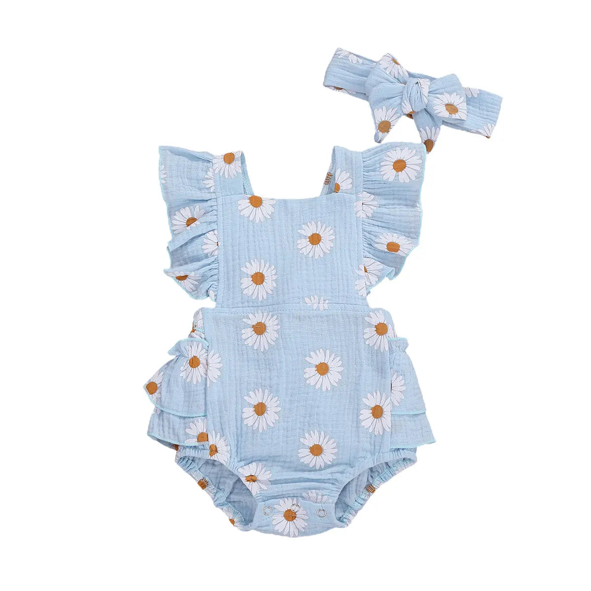 lioraitiin 0-24M 2Pcs Newborn Baby Girl Daisy Printed Romper Off