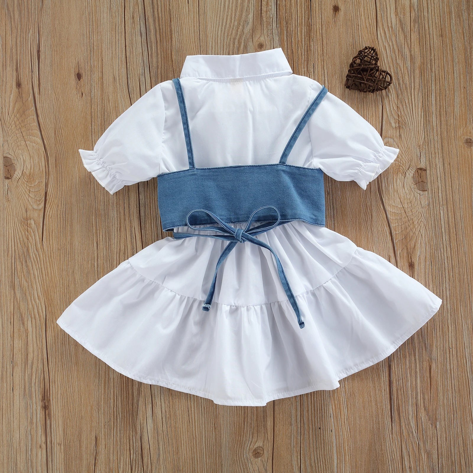 Lioraitiin 1-6Years Toddler Baby Girl Short Sleeve Dress Denim Vest