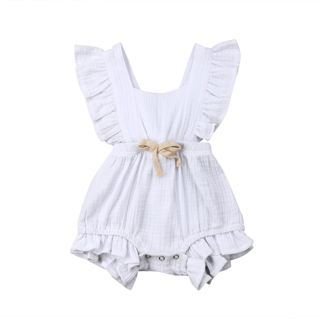 Pudcoco US Stock New Newborn Baby Girl Ruffle Solid Color Romper