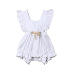 Pudcoco US Stock New Newborn Baby Girl Ruffle Solid Color Romper