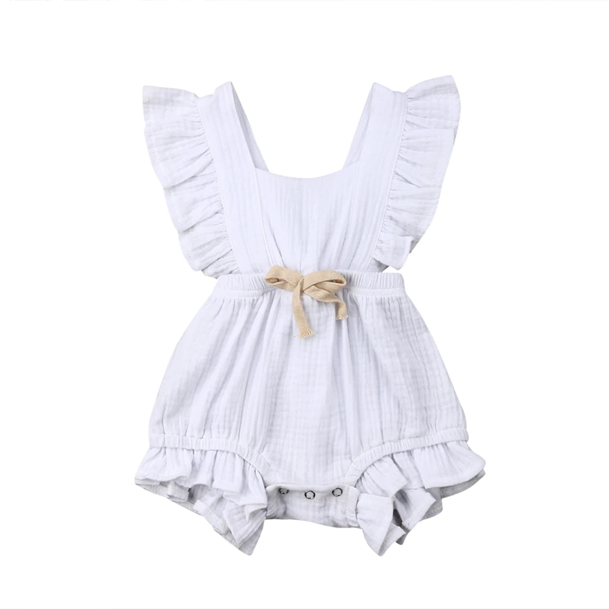 Pudcoco US Stock New Newborn Baby Girl Ruffle Solid Color Romper