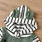 Lioraitiin 0-24M Baby Boy Girl Cartoon Rompers Dots Stripe Hooded
