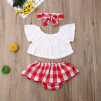 Lioraitiin 3Pcs Set 0-24M Newborn Baby Girl Cute Off Shoulder Lace