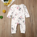 Lioraitiin 0-24M Newborn Baby Girl Cotton Flower Print Ruffle Romper