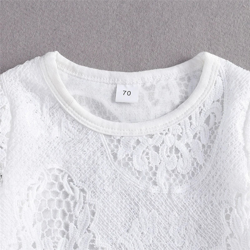 lioraitiin New 0-24M Baby Girls Long Sleeve Lace Romper Suit Triangle