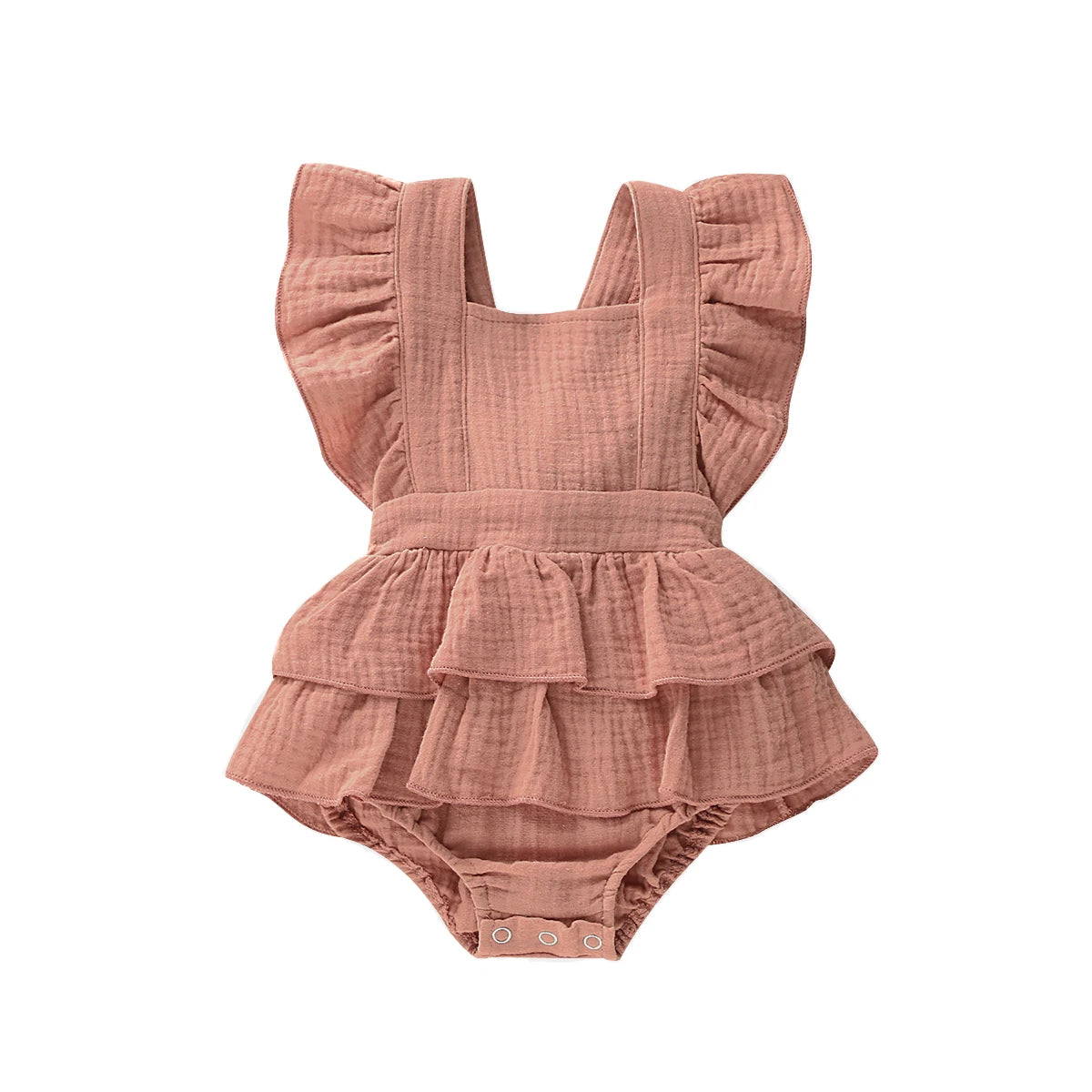 Lioraitiin Hot Baby Newborn Baby Girl Ruffle Hem Cotton Solid Color