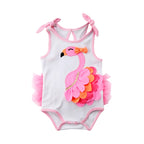 Pudcoco US Stock Newborn Baby Girl Romper Flamingo Flower Bow Romper