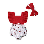Pudcoco US Stock 2Pcs Newborn Kids Baby Girl Ruffle Romper Print