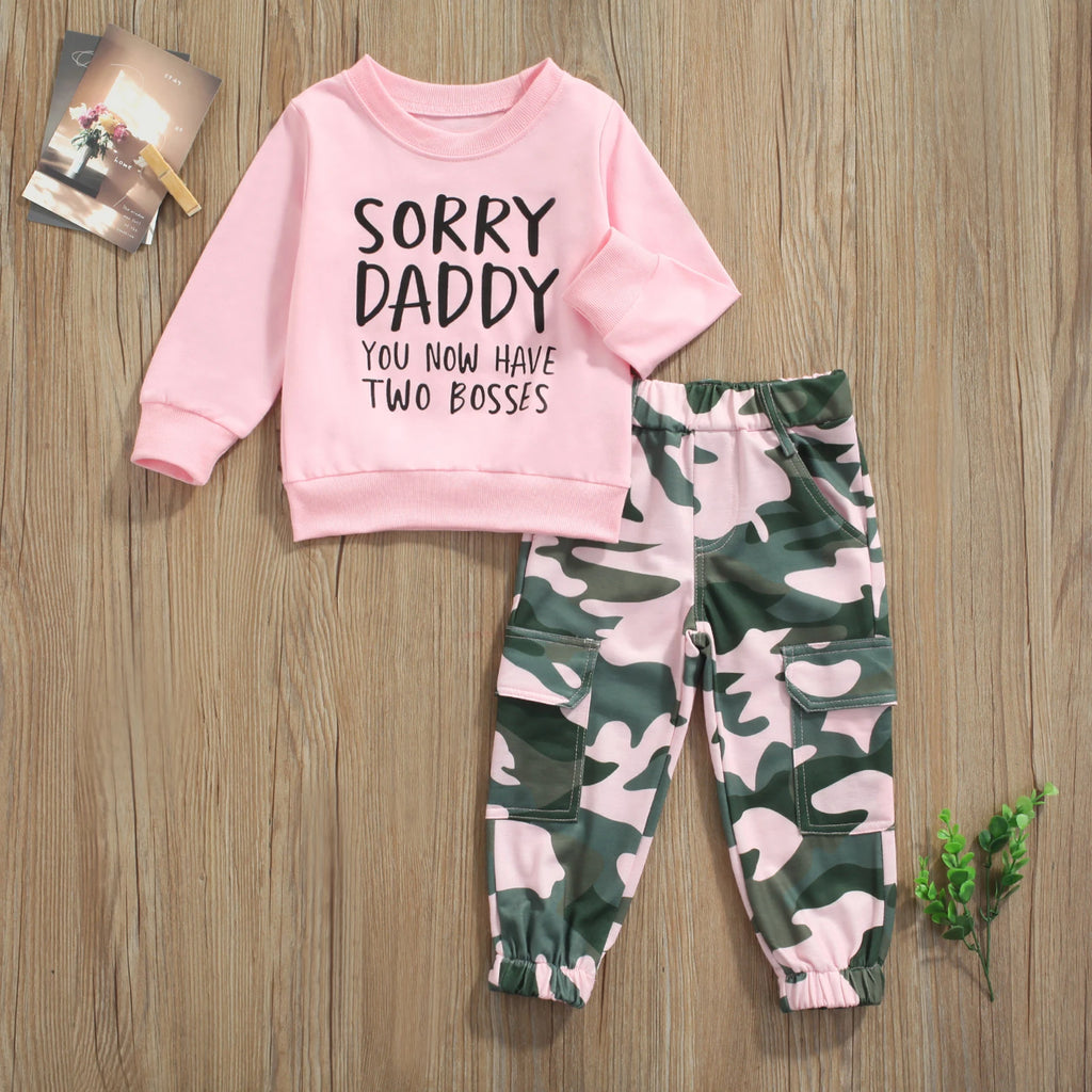 Lioraitiin 1-6Year Toddler Baby Girl 2 Pcs Outfits Letter Print Long
