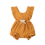 Pudcoco US Stock New Newborn Baby Girl Ruffle Solid Color Romper