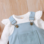Lioraitiin 0-18M Infant Baby Girl 2Pcs Long Sleeve Solid Romper Top
