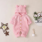 Pudcoco US Stock Baby Warm Rompers Knitting Cotton Soft Hooded 3D