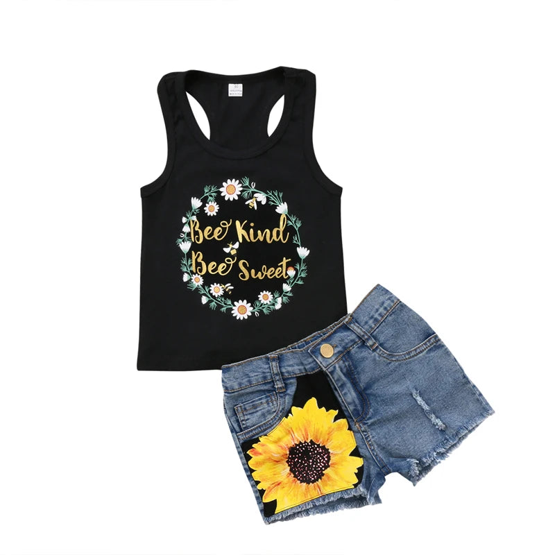 Fast Shipping New Fashion Kids Baby Girl T-shirt O-Neck Sleeveless