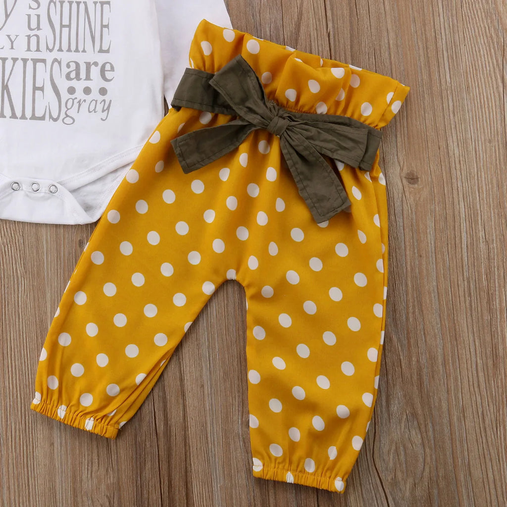 Pudcoco US Stock Newborn Infant Baby Girls Letter Romper Top+Bow Dot