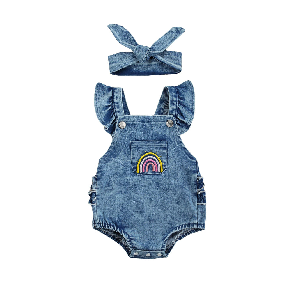 0-18M Infant Baby Girls Outfit Creative Rainbow Fly Sleeve Lace