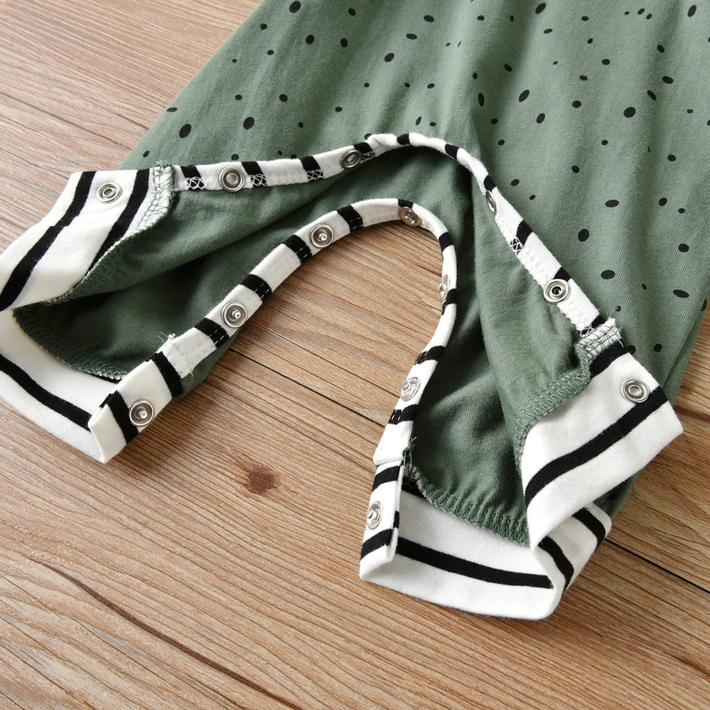 Lioraitiin 0-24M Baby Boy Girl Cartoon Rompers Dots Stripe Hooded