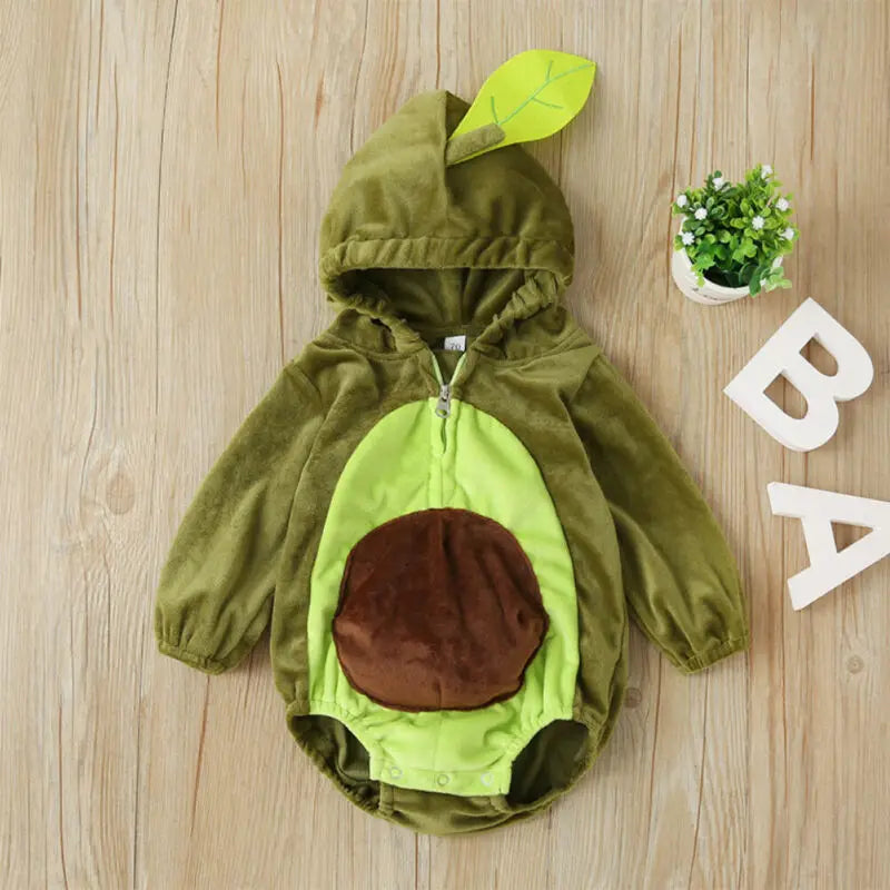 Lioraitiin 0-24M Infant Kids Baby Boy Girl Warm Zippered Avocado