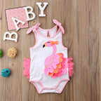 Pudcoco US Stock Newborn Baby Girl Romper Flamingo Flower Bow Romper