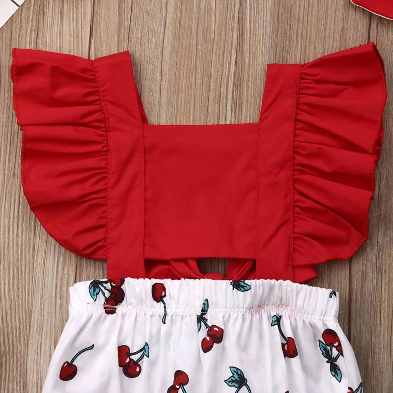 Pudcoco US Stock 2Pcs Newborn Kids Baby Girl Ruffle Romper Print