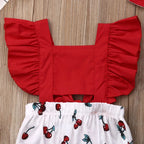 Pudcoco US Stock 2Pcs Newborn Kids Baby Girl Ruffle Romper Print