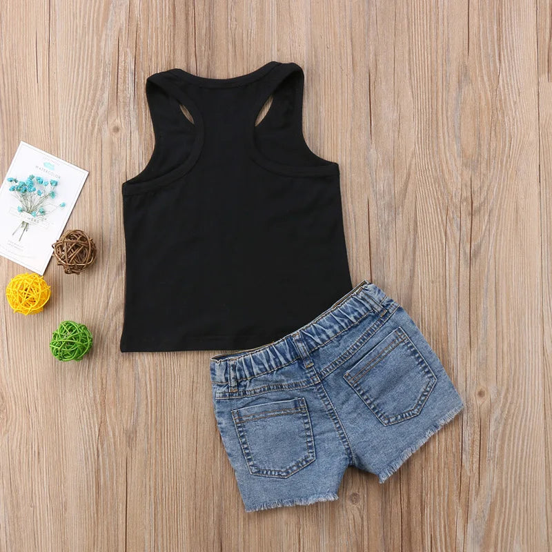 Fast Shipping New Fashion Kids Baby Girl T-shirt O-Neck Sleeveless