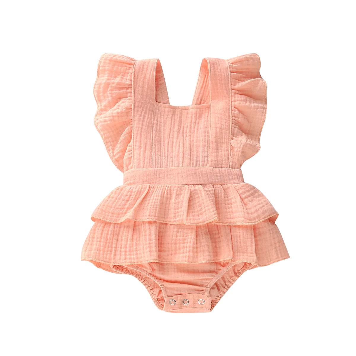 Lioraitiin Hot Baby Newborn Baby Girl Ruffle Hem Cotton Solid Color