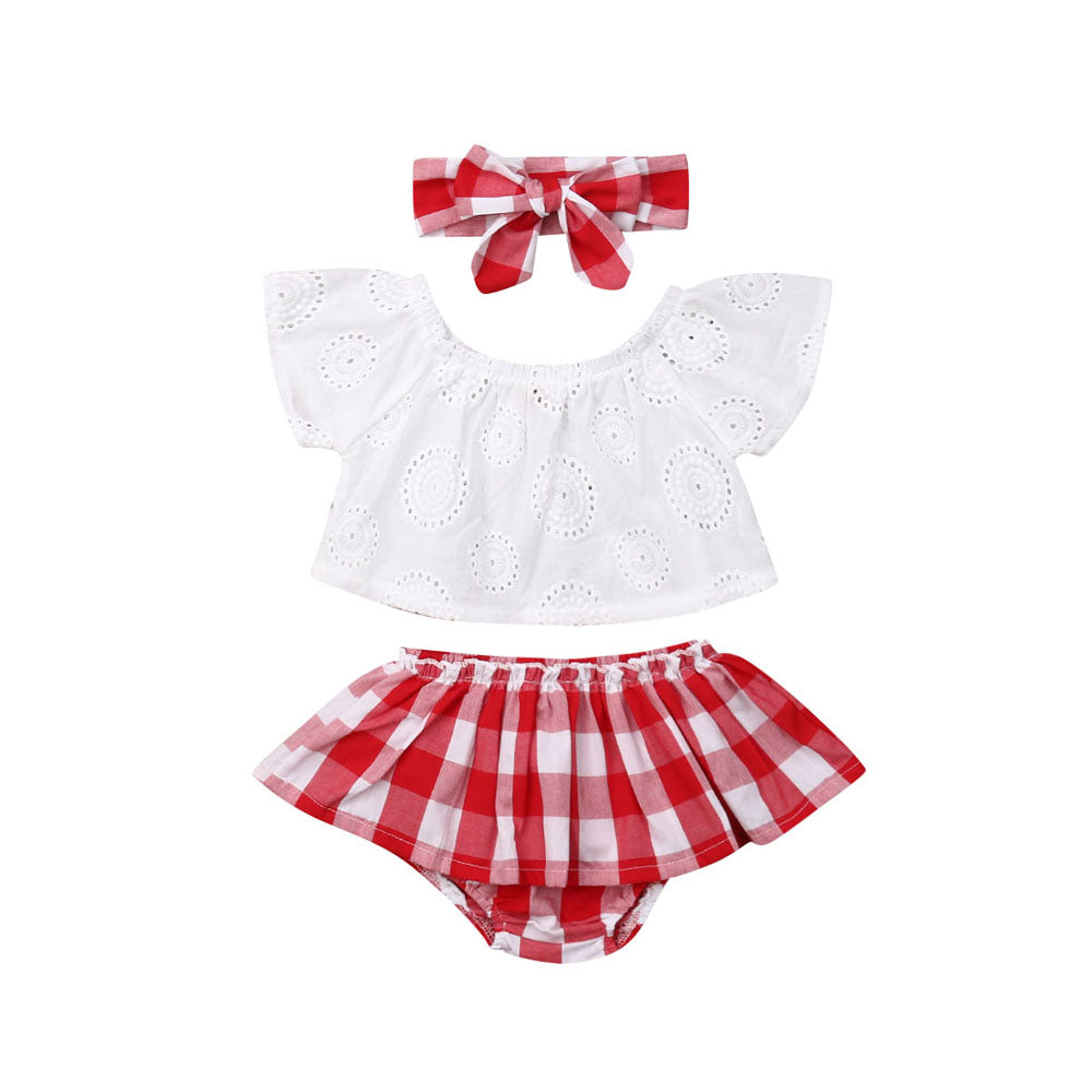 Lioraitiin 3Pcs Set 0-24M Newborn Baby Girl Cute Off Shoulder Lace