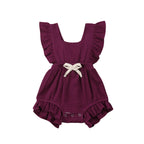 Pudcoco US Stock New Newborn Baby Girl Ruffle Solid Color Romper