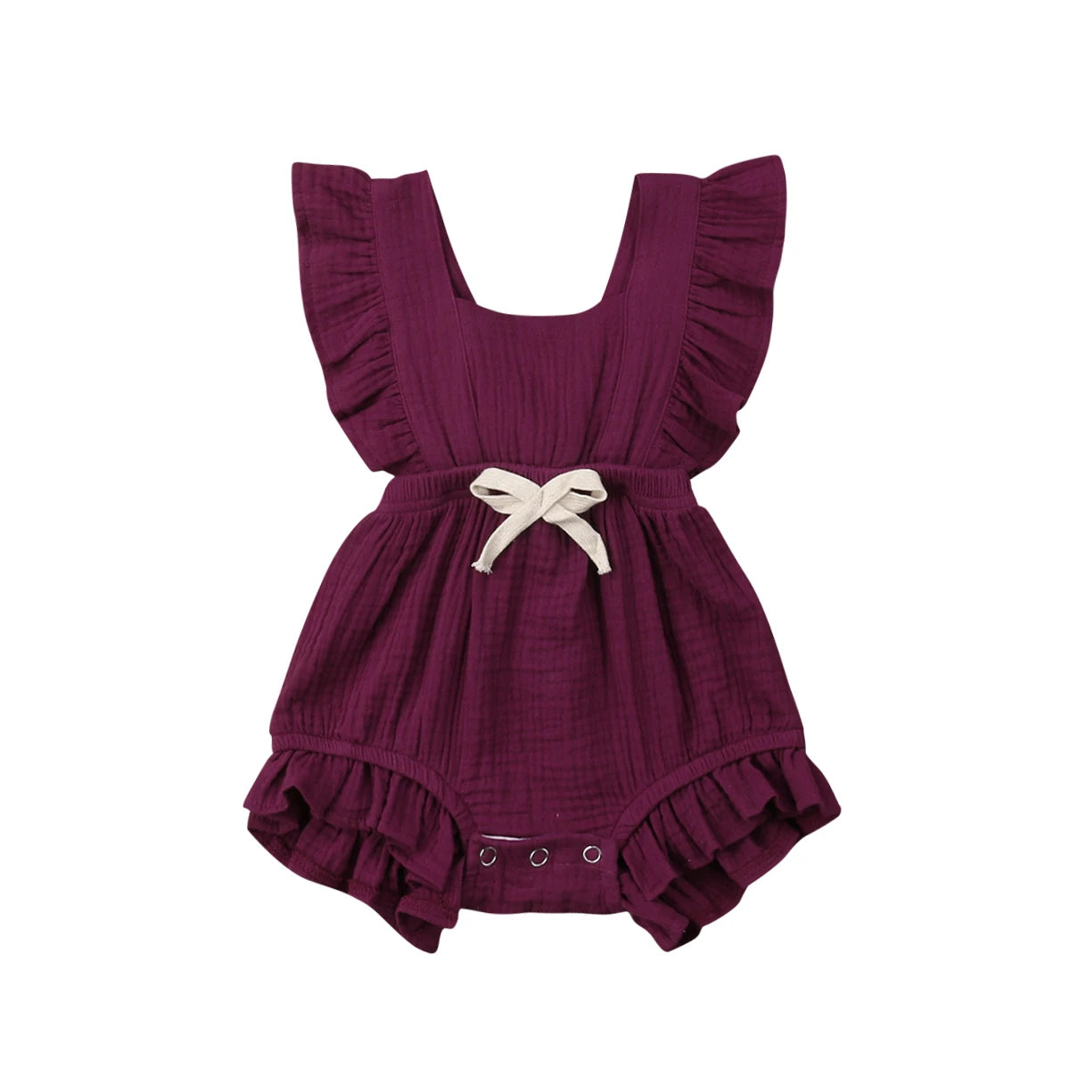 Pudcoco US Stock New Newborn Baby Girl Ruffle Solid Color Romper