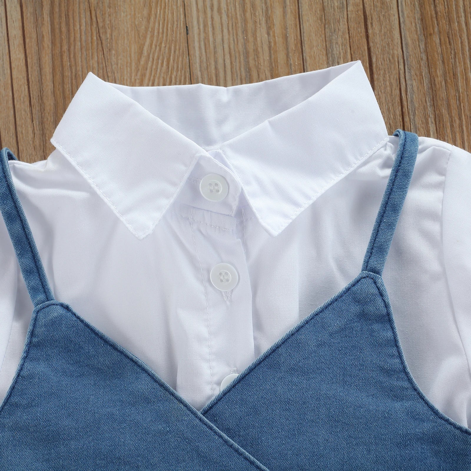 Lioraitiin 1-6Years Toddler Baby Girl Short Sleeve Dress Denim Vest
