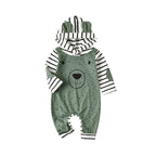Lioraitiin 0-24M Baby Boy Girl Cartoon Rompers Dots Stripe Hooded